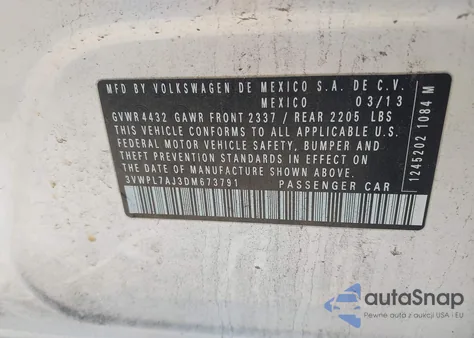 2013 Volkswagen Jetta Sportwagen 2.0L Tdi from USA, damaged, VIN 3VWPL7AJ3DM673791